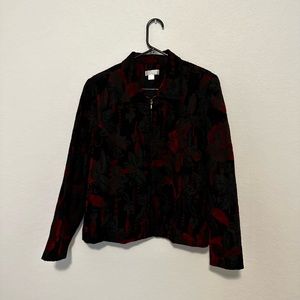 Christopher & Banks Women’s Red and Black Tapestry Jacket